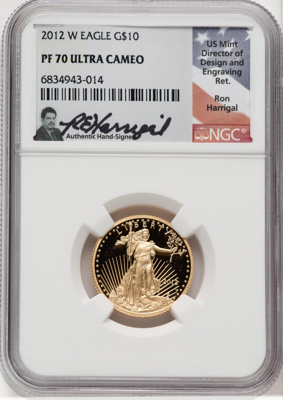 2012-W Gold American Eagle 4-Coin Set NGC PF70 Ron Harrigal Signed