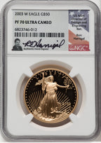 2003-W Gold American Eagle 4-Coin Set NGC PF70 Harrigal Signed