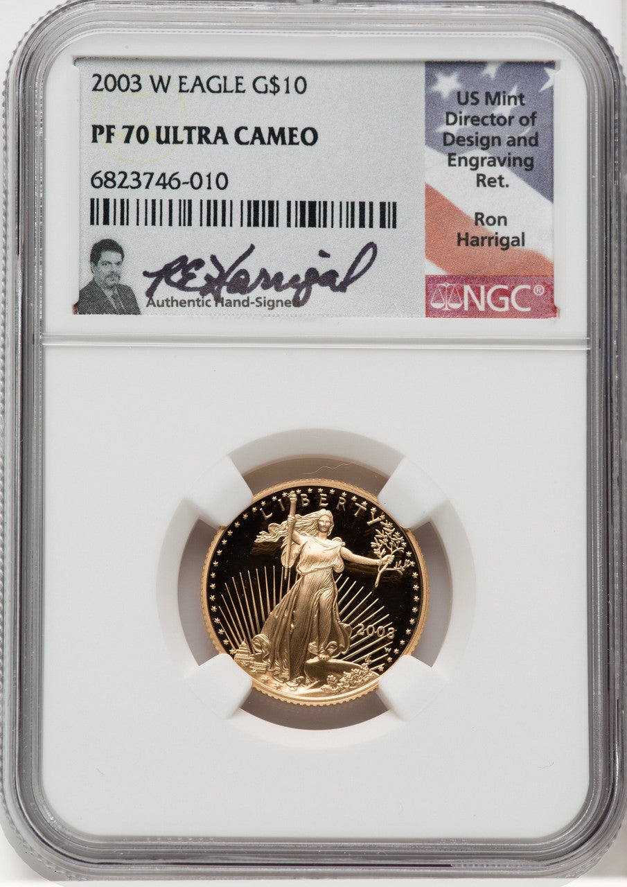2003-W Gold American Eagle 4-Coin Set NGC PF70 Harrigal Signed