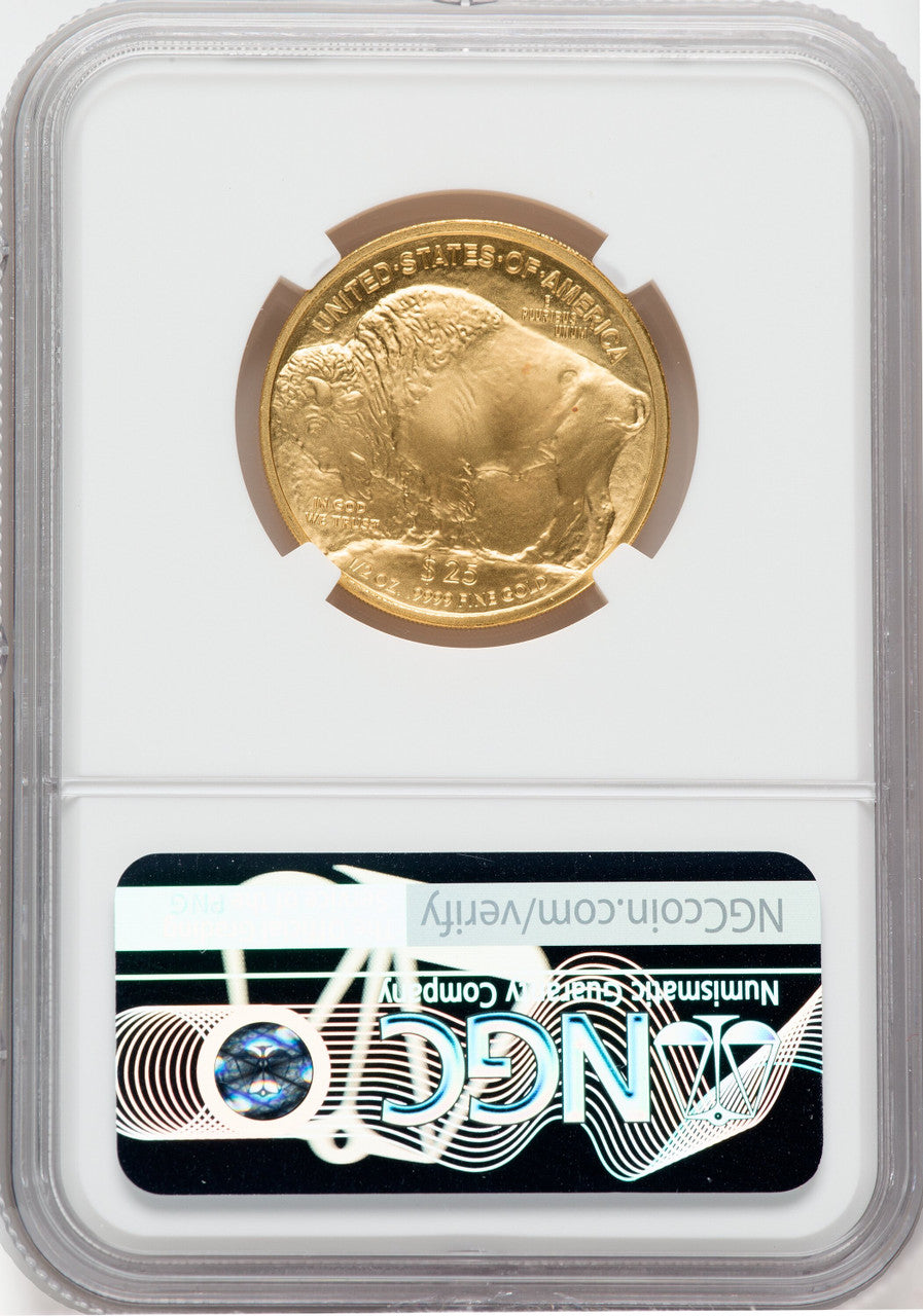 2008-W 1/2 ounce Gold Buffalo MS70 Harrigal Signed