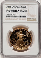 2001-W Gold American Eagle 4-Coin Set NGC PF70