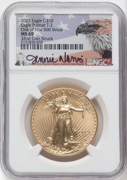 2021 $50 American Eagle Type 2 At Dusk & Dawn 35th Annv 32nd NGC MS69 Jennie Norris Signed