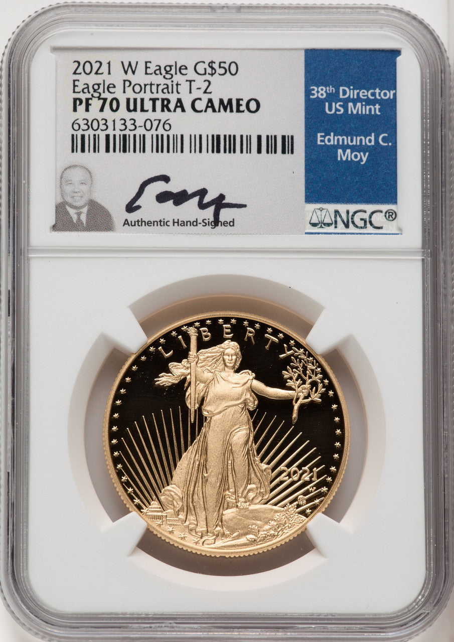 2021-W T2 Gold American Eagle 4-Coin Set NGC PF70 Moy Signed