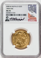2008-W 1/2 ounce Gold Buffalo MS70 Harrigal Signed