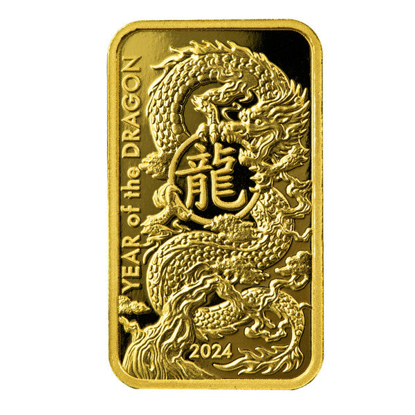 2024 1 oz Asahi Lunar Dragon Gold Bar With Assay