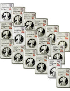 1986-2021 American Silver Eagle 37-pc Set NGC PF69 Mercanti Signed with 1995-w (2 New NGC Boxes)