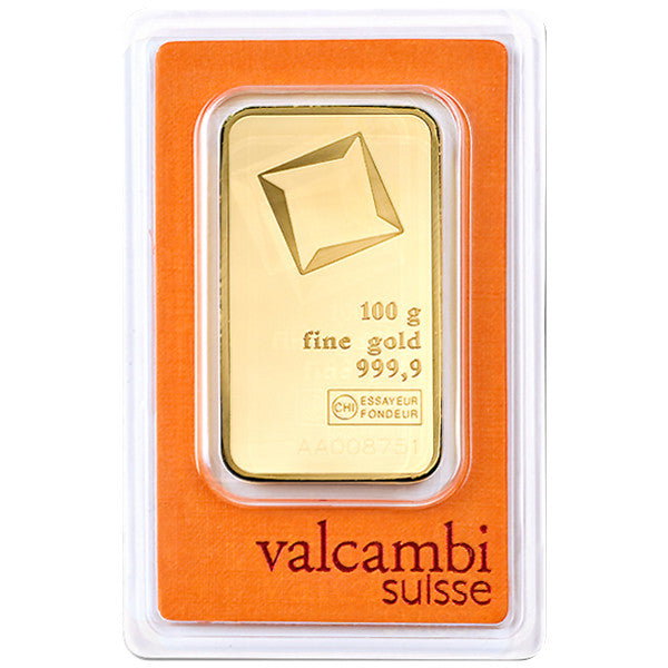 100 Gram Valcambi Gold Bar New w/ Assay