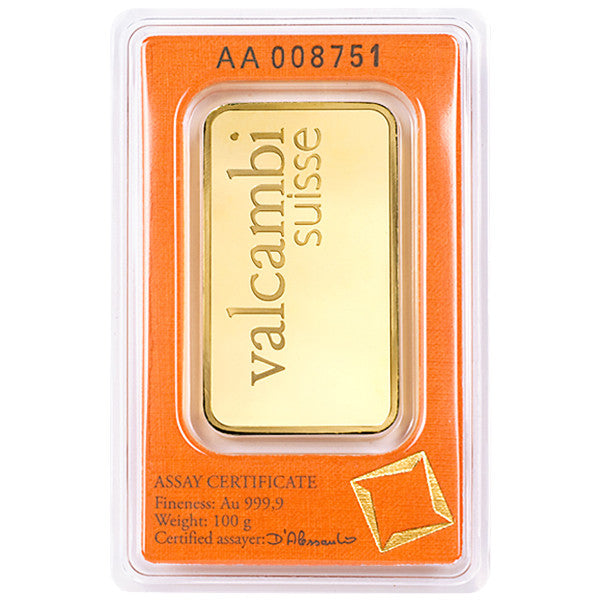100 Gram Valcambi Gold Bar New w/ Assay