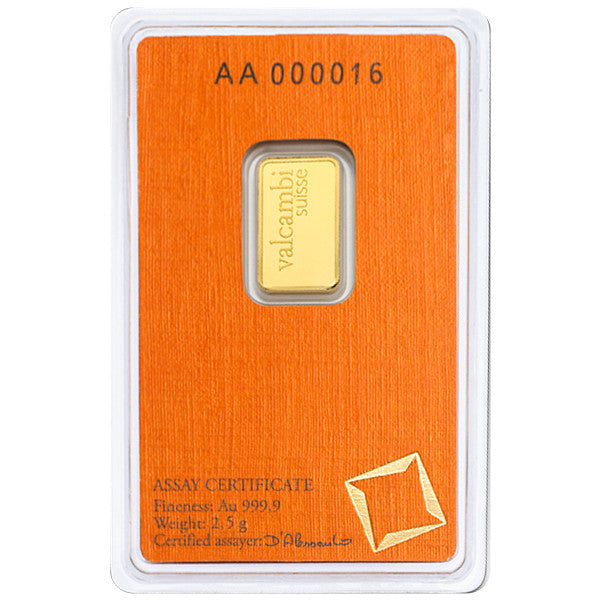 2.5 Gram Valcambi Gold Bar New w/ Assay