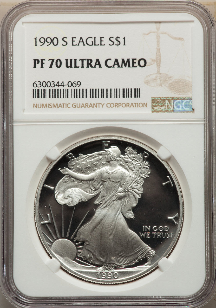 1990-S S$1 Silver Eagle NGC PF70