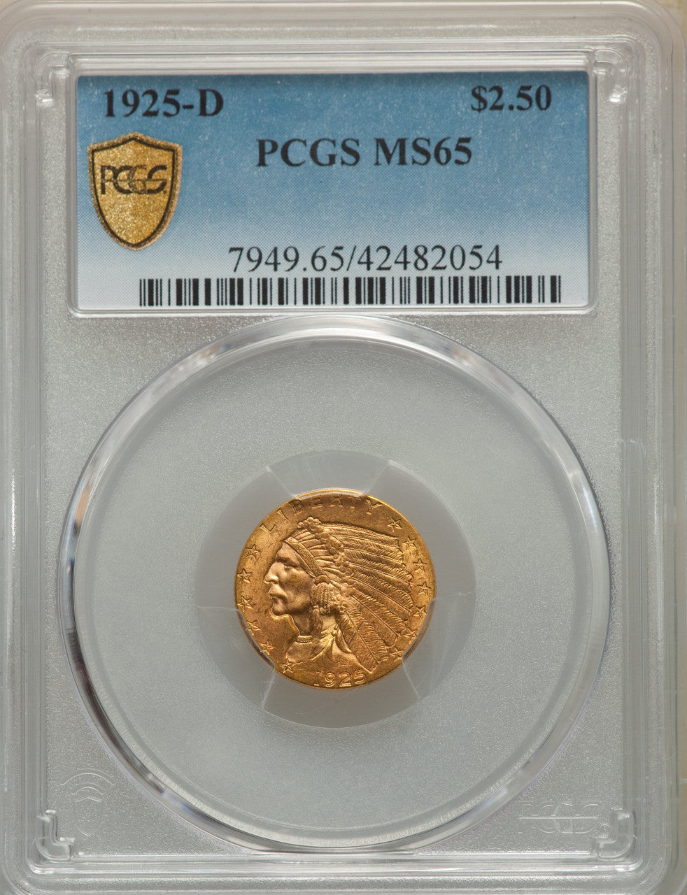 1925-D $2.50 Indian Quarter Eagle PCGS MS65