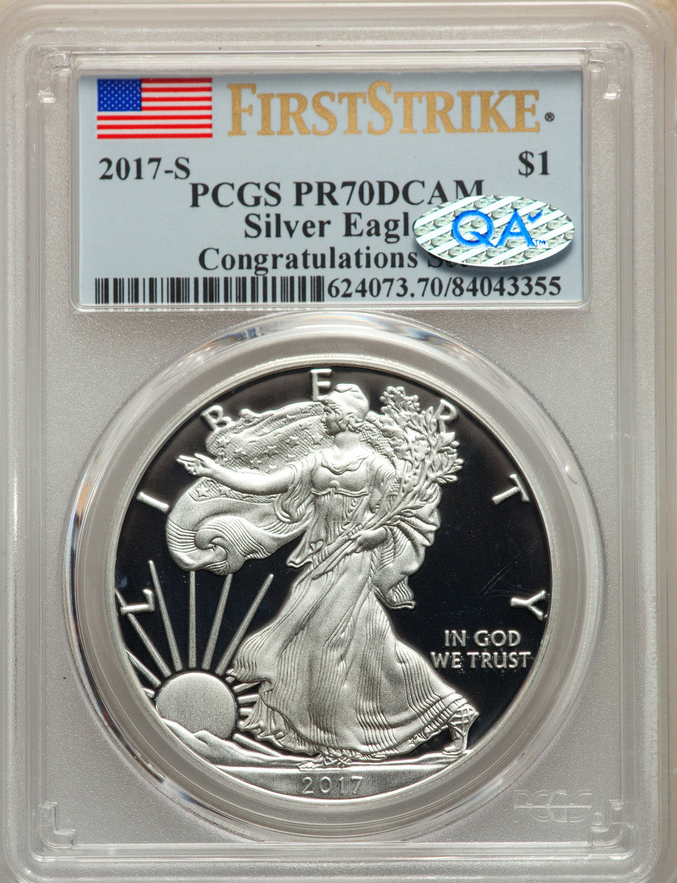 2017-S S$1 Silver Eagle Congratulations Set First Strike PCGS PR70