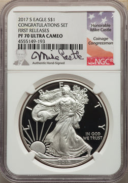 2017-S S$1 Silver Eagle Congratulations Set First Strike NGC PF70