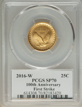 2016-W 25C Standing Liberty Quarter-Ounce Gold 100th Anniversary First Strike MacNeil Label Modern Bullion Coins PCGS MS70