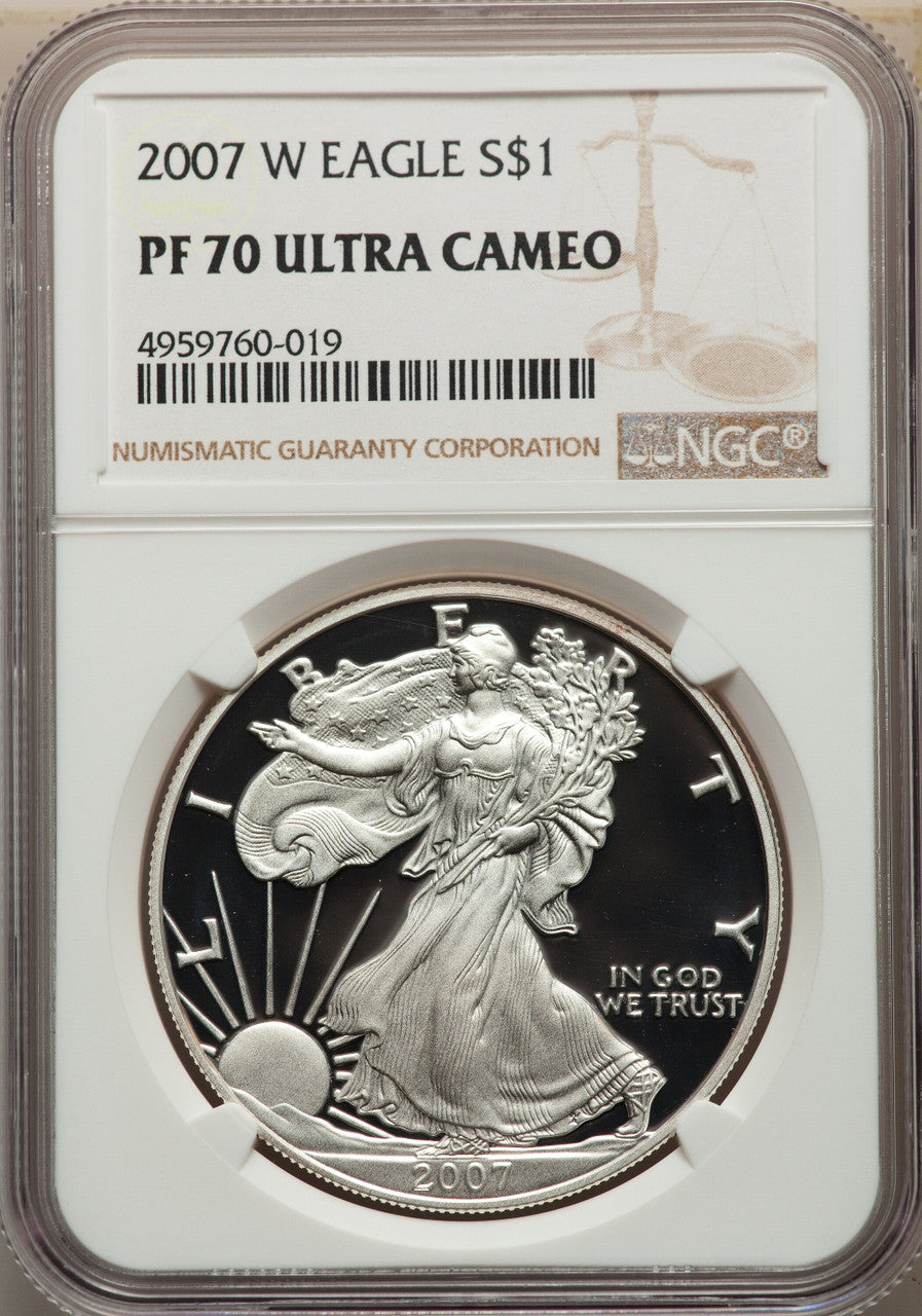 2007-W S$1 Silver Eagle NGC PF70
