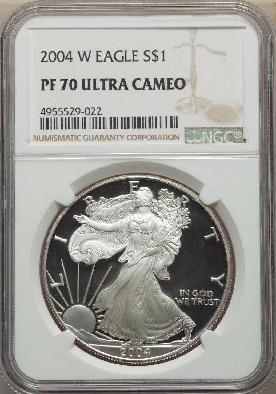2004-W S$1 Silver Eagle NGC PF70