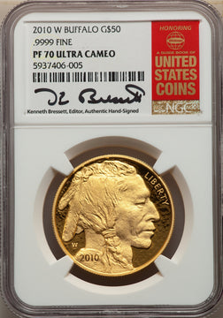 2010-W $50 One-Ounce Gold Buffalo .9999 Fine Gold NGC PF70