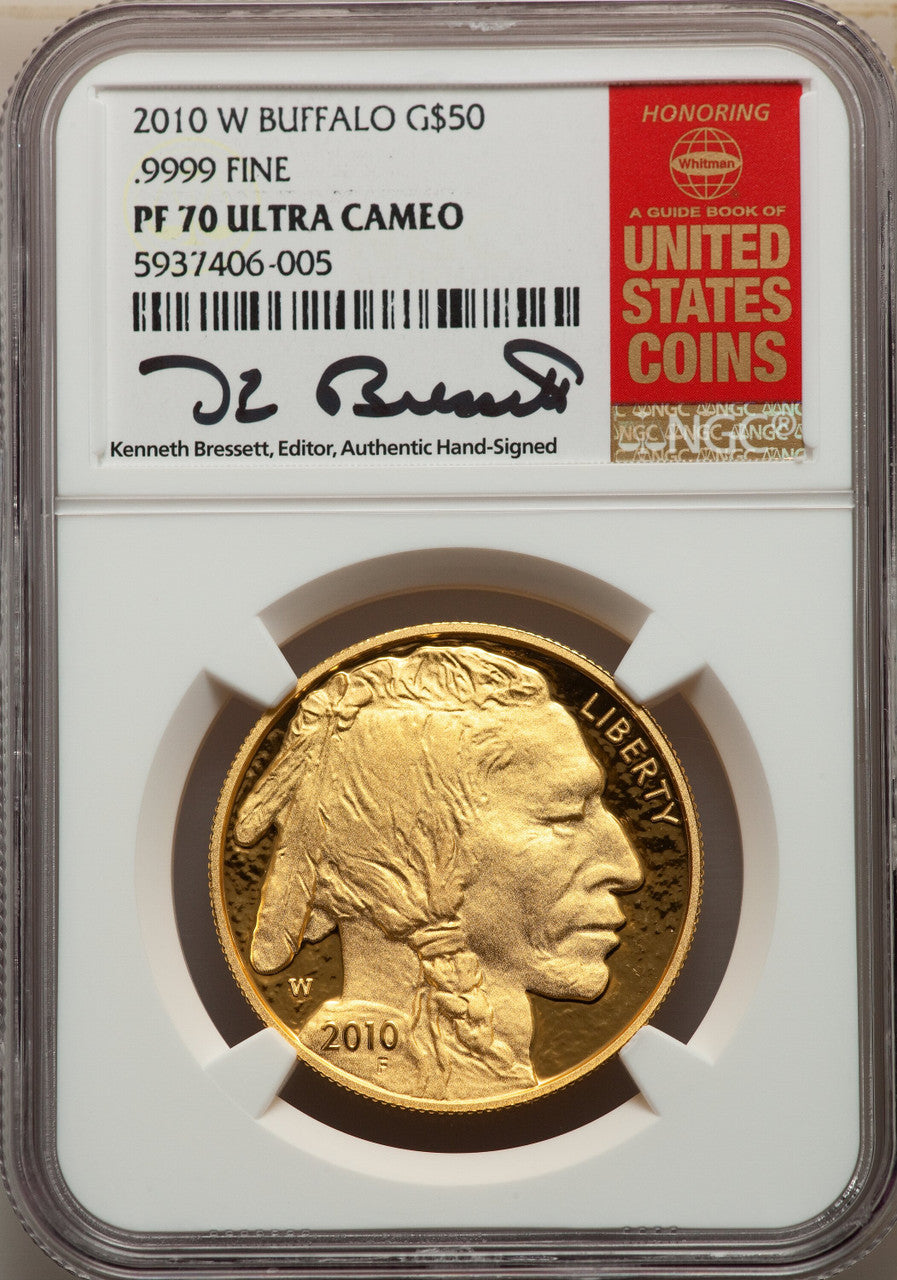 2010-W $50 One-Ounce Gold Buffalo .9999 Fine Gold NGC PF70