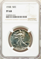 1938 50C Proof Walking Liberty Half Dollar NGC PR68