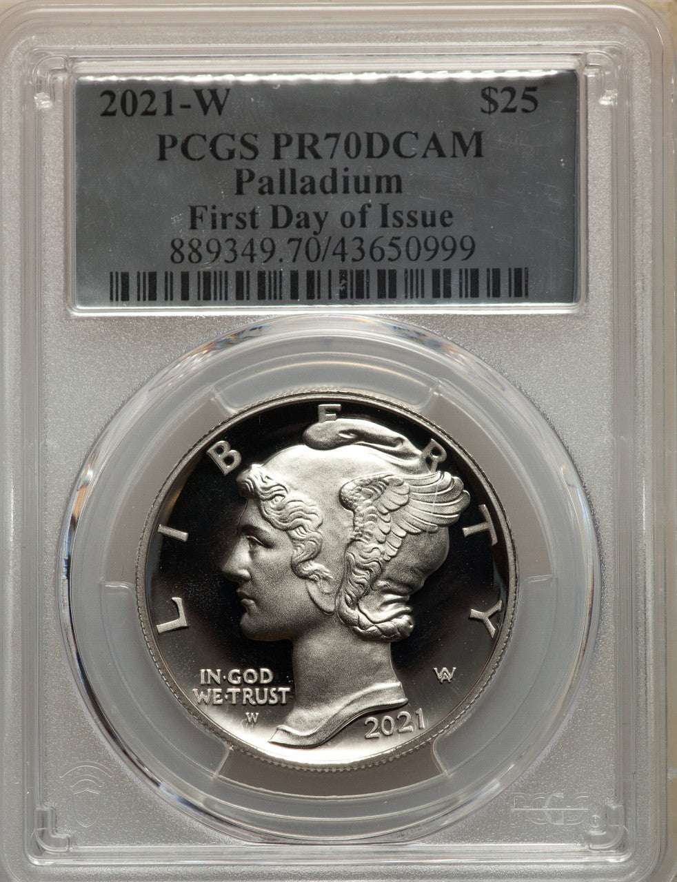 2021-W $25 Palladium FDI PCGS PR70