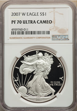 2007-W S$1 Silver Eagle NGC PF70
