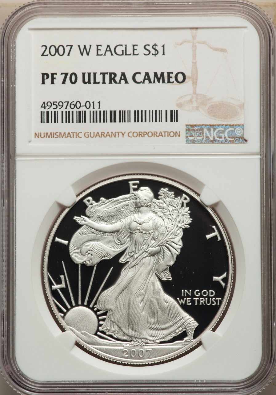 2007-W S$1 Silver Eagle NGC PF70