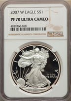2007-W S$1 Silver Eagle NGC PF70