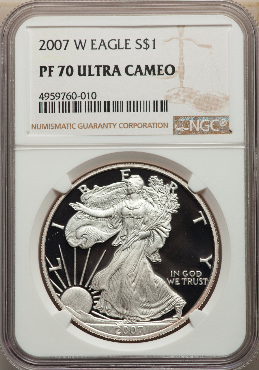 2007-W S$1 Silver Eagle NGC PF70