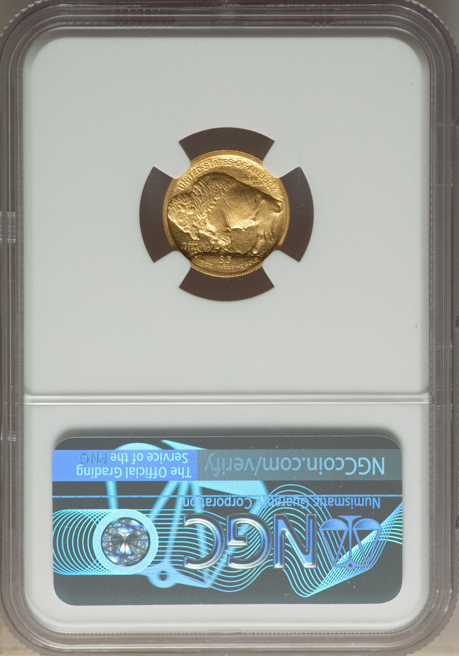 2008-W $5 Burnished Tenth-Ounce Gold Buffalo First Strike Modern Bullion Coins NGC MS70