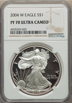 2004-W S$1 Silver Eagle NGC PF70