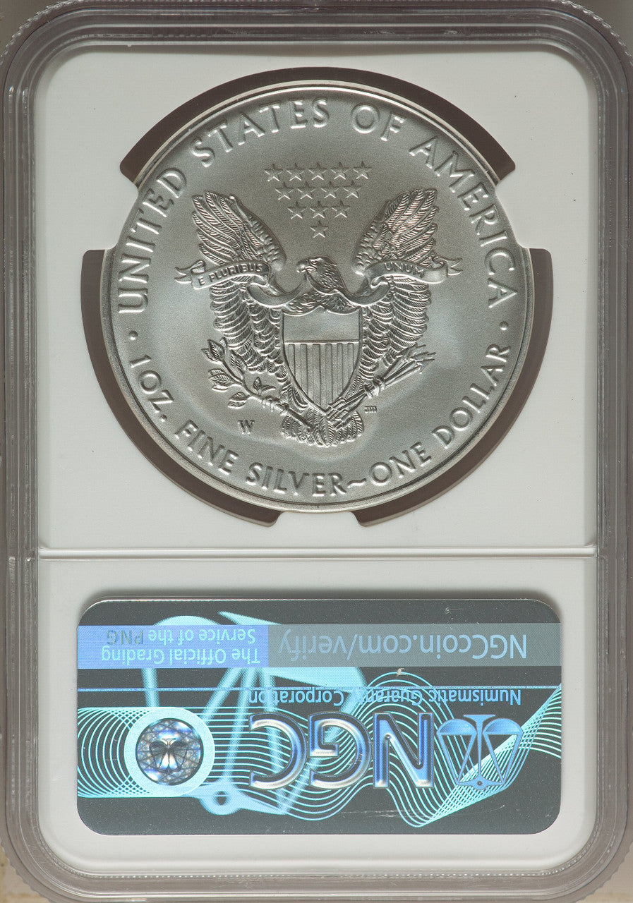 2016-W S$1 Silver Eagle Burnished Lettered Edge 30th Anniversary First Day of Issue SP NGC MS70