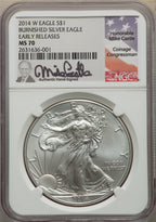 2014-W S$1 Silver Eagle Burnished First Strike SP NGC MS70