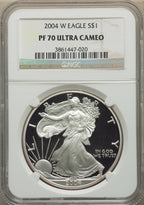 2004-W S$1 Silver Eagle NGC PF70