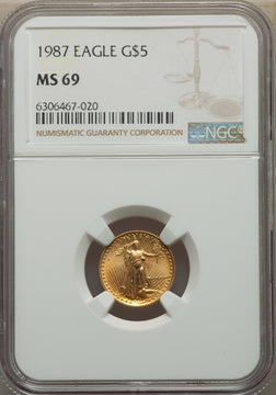 1987 $5 Tenth-Ounce Gold Eagle NGC MS69