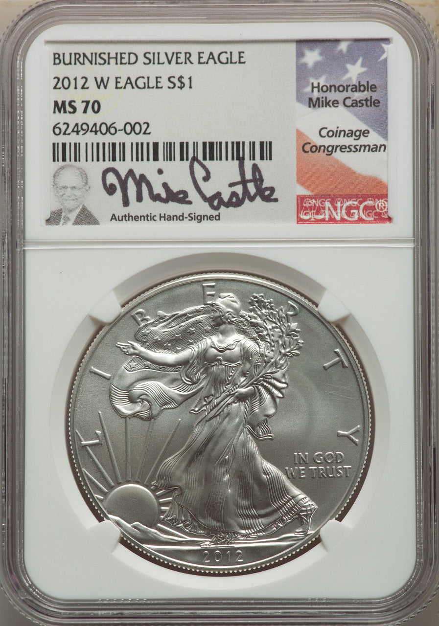2012-W S$1 Silver Eagle Burnished SP NGC MS70