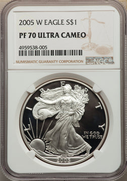 2005-W S$1 Silver Eagle NGC PF70