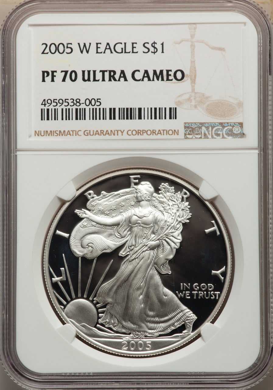 2005-W S$1 Silver Eagle NGC PF70