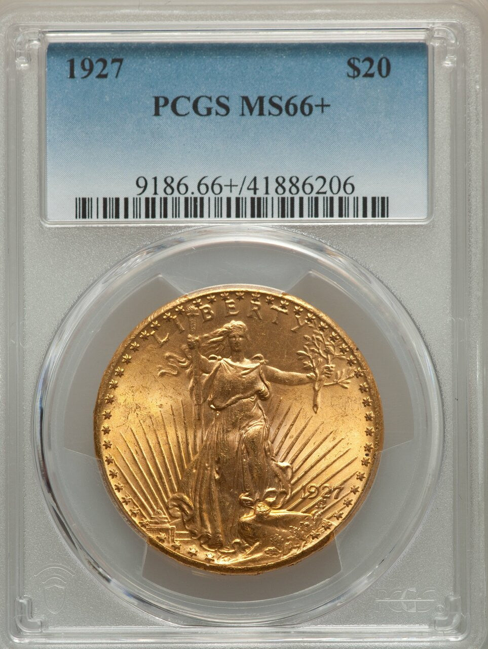 1927  $20 Twenty Dollar Saint-Gaudens Double Eagle PCGS MS66+