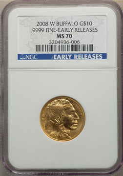 2008-W $10 Buffalo Quarter-Ounce Gold First Strike SP Modern Bullion Coins NGC MS70