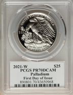 2021-W $25 Palladium FDI Dannreuther Sig PCGS PR70