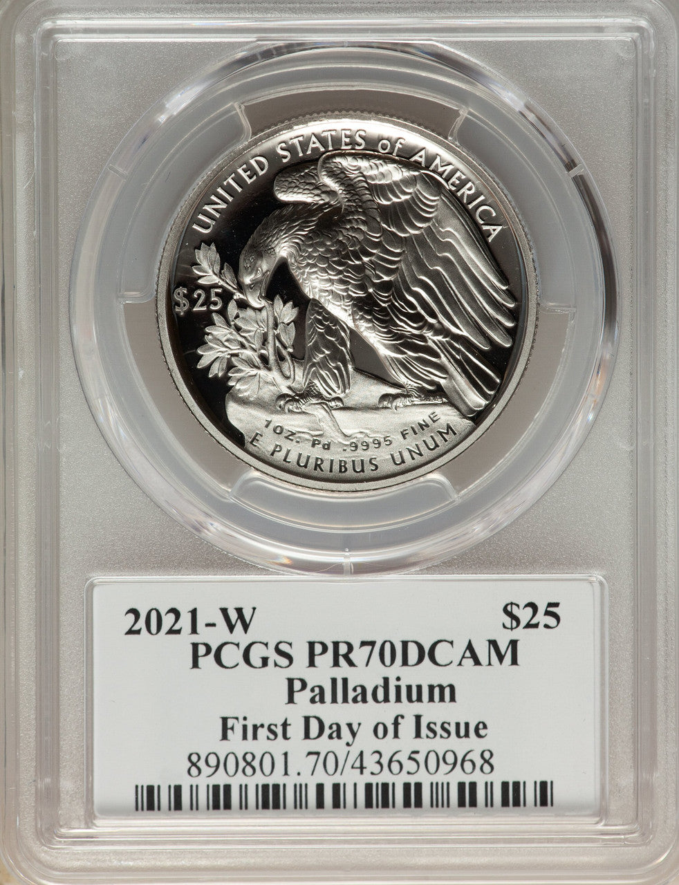 2021-W $25 Palladium FDI Dannreuther Sig PCGS PR70