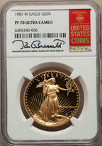 1987-W $50 One-Ounce Gold Eagle NGC PF70
