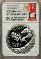 2020 End of World War II 75th Anniversary Medal First Releases NGC PR70