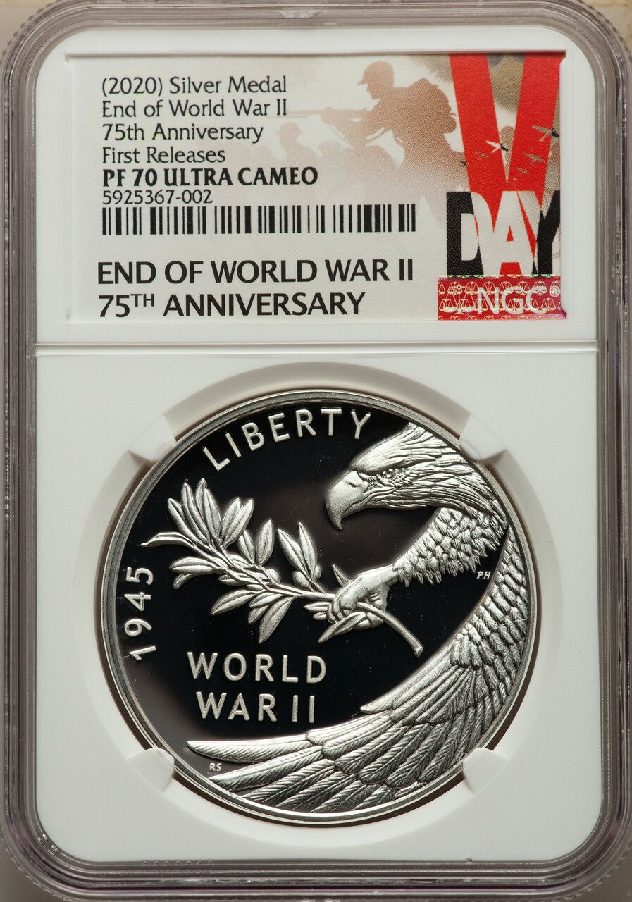 2020 End of World War II 75th Anniversary Medal First Releases NGC PR70