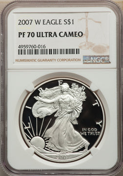 2007-W S$1 Silver Eagle NGC PF70