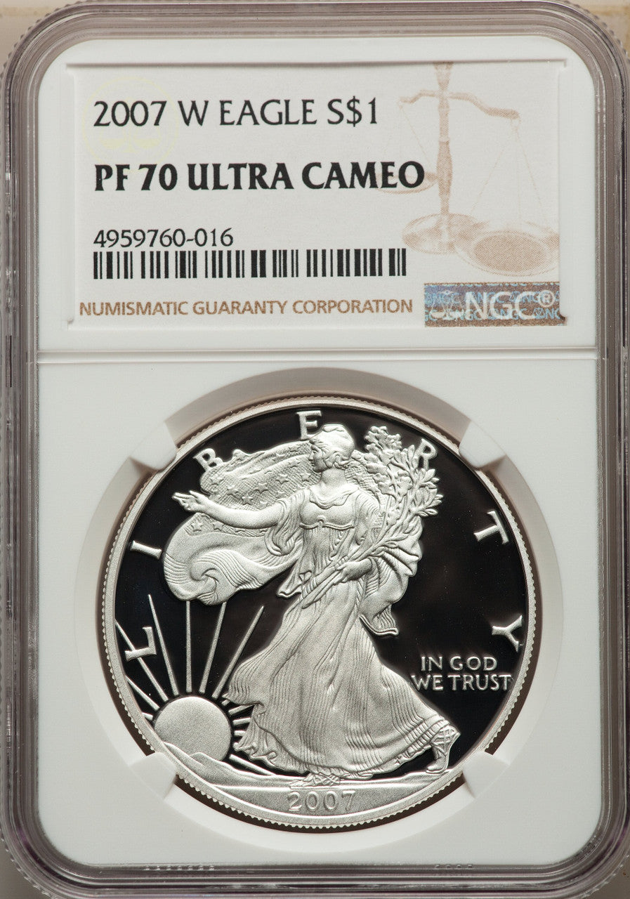 2007-W S$1 Silver Eagle NGC PF70