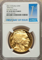 2021-W G$50 Gold Buffalo First Day of Issue NGC PF70 Ultra Cameo