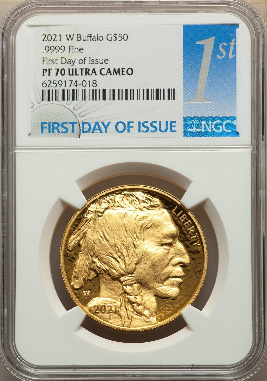 2021-W G$50 Gold Buffalo First Day of Issue NGC PF70 Ultra Cameo