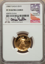 1988-P $10 Quarter-Ounce Gold Eagle Modern Bullion Coins NGC MS70