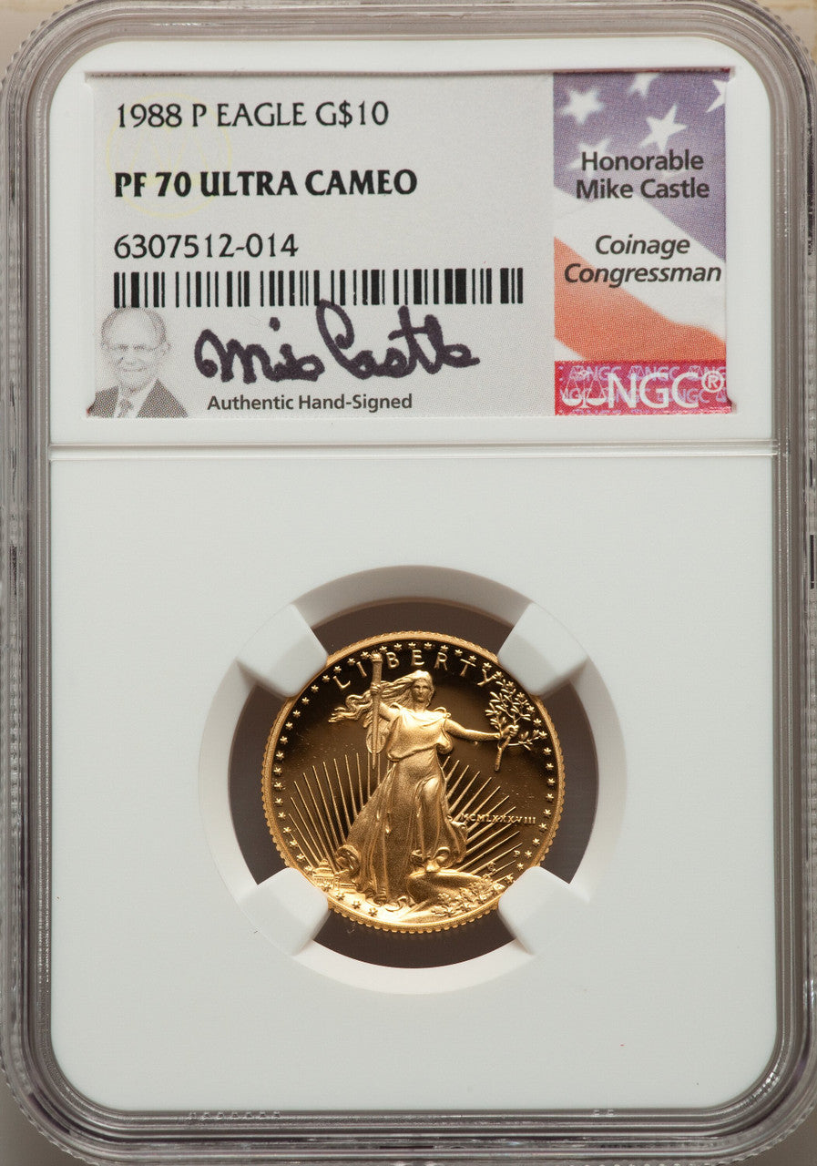 1988-P $10 Quarter-Ounce Gold Eagle Modern Bullion Coins NGC MS70
